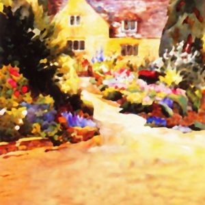 Oil Painting Photography Background Flower House Manor Backdrops