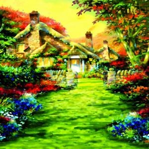 Oil Painting Photography Background Flowers Small Town Trees Backdrops