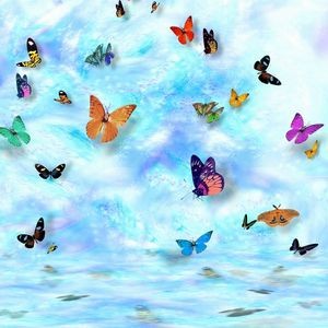Photography Backdrops Color Butterfly Blue Sky White Cloud Pattern Background
