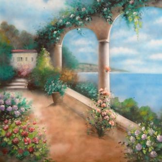 Photography Backdrops Flowers Beach Oil Painting Background