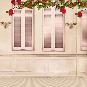 Door Window Photography Backdrops White Wall Red Roses Background