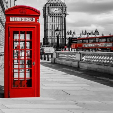 Photography Background Red Telephone Booth  Elizabeth Tower Big Ben Street View Backdrops