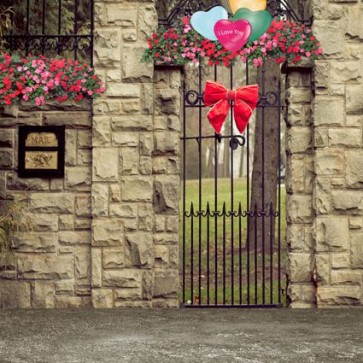 Photography Background Stone Wall Flowers Street View Backdrops