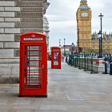 Street View Photography Background Red Telephone Booth Big Ben Elizabeth Tower Backdrops