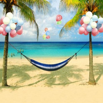 Tourist Photography Background Coconut Tree Balloon Hammock Backdrops