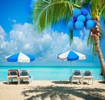 Beach Photography Background Umbrella Coconut Tree Balloon Backdrops