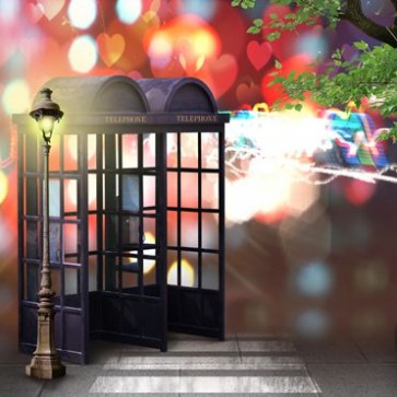 Street View Photography Background Black Telephone Booth City Lighting Backdrops