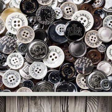 Photography Backdrops Black White Buttons Pattern Wood Floor Background