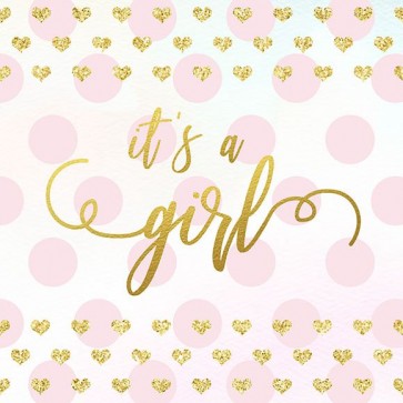Photography Backdrops Girl Golden Love Baby Shower Pink Spots Background