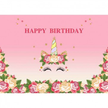 Birthday Photography Backdrops Girl Flowers Smash Cake Pink Background