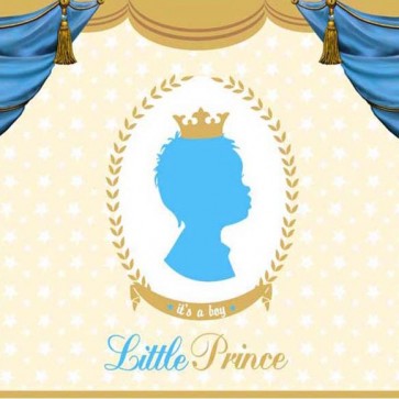 Baby Shower Photography Backdrops Blue Curtain Little Prince Pale Yellow Background