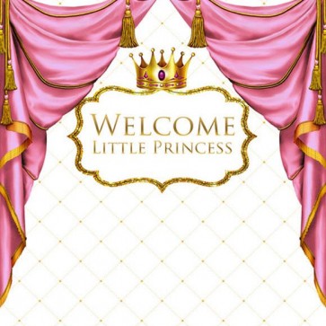 Baby Shower Photography Backdrops Welcome Little Princess Pink Curtain Background