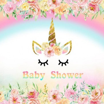 Baby Shower Photography Backdrops Flowers Rainbow Welcome Little Princess Background