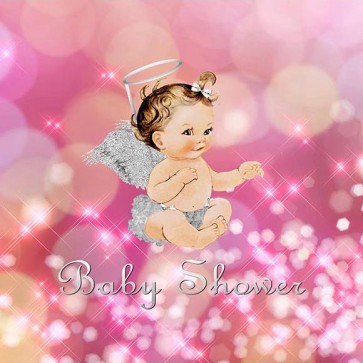 Baby Shower Photography Backdrops Angel Little Princess Pink Sequin Background