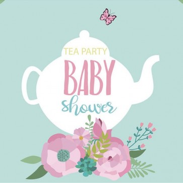 Baby Shower Photography Backdrops Pink Flower Butterfly Light Blue Background