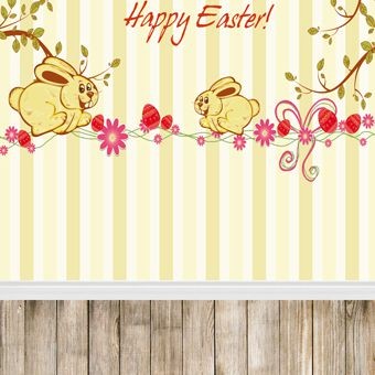 Easter Photography Background Easter Bunny Wood Floor Backdrops