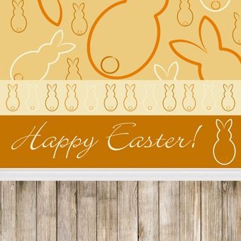 Easter Photography Background Wood Floor Easter Bunny Orange Backdrops