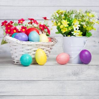 Photography Backdrops Eggs Flowers Easter Grey White Wood Wall Background