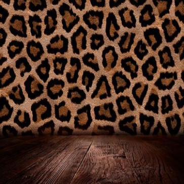 Photography Backdrops Leopard Print Brown Wood Floor Pattern Background