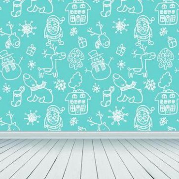 Pattern Photography Background Cartoon Santa Elk Wood Floor Backdrops