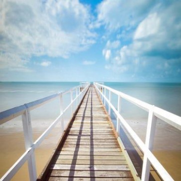 Tourist Photography Background Blue Sky Bridge Sea Backdrops