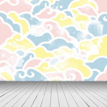 Photography Backdrops Cartoon Color Clouds Pattern Wood Floor Background