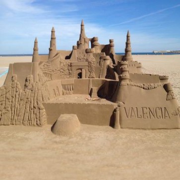 Tourist Photography Background Sand Sculpture Castle Blue Sky Backdrops