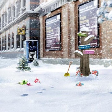 Photography Backdrops Christmas Snow Street View Background