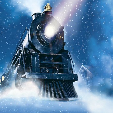 Train Photography Backdrops Cartoon Snowy Christmas Train Background
