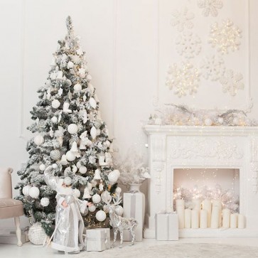 Christmas Photography Backdrops Christmas Tree White Fireplace Closet White Wall Background
