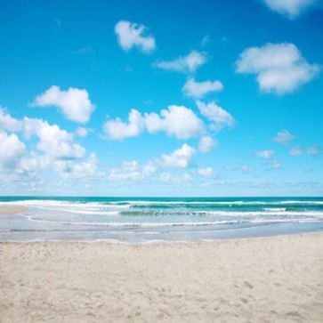 Photography Backdrops Blue Sky White Clouds Wave Beach Background