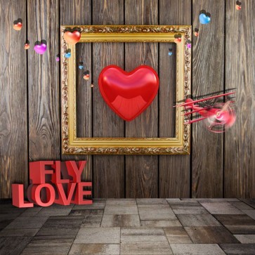 Photography Backdrops Brown Wood Wall Love Valentine's Day Background