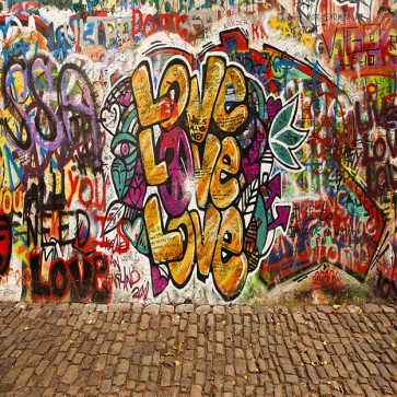 Graffiti Photography Backdrops Yellow Graffiti Love Background For Photo Studio