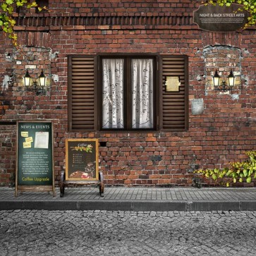 Door Window Photography Backdrops Brick Wall Brown Window Background