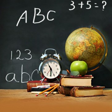 Photography Background Math Class Back To School Globe Books Blackboard Backdrops