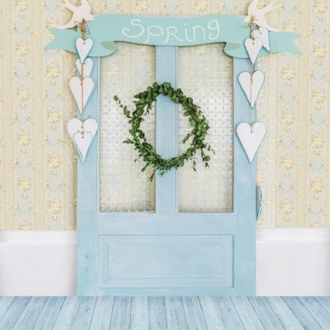 Door Window Photography Backdrops Light Blue Wooden Door Background For Wedding