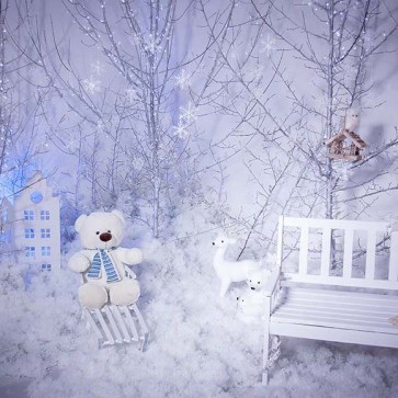 Christmas Photography Backdrops Snow Bear Dolls Background For Children