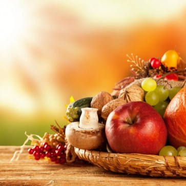 Thanksgiving Day Photography Background Apple Grapes Pumpkin Backdrops