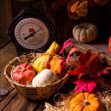 Photography Backdrops Pumpkin Wood Table Thanksgiving Day Background