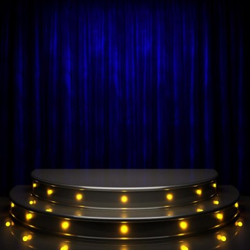 Dark Blue Curtain Semicircle Large Stage Photography Background Backdrops