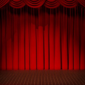 Red Curtain Photography Background Brown Floor Large Stage Backdrops