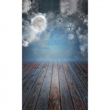 Christmas Photography Backdrops Stars Moon Night Wood Floor Background