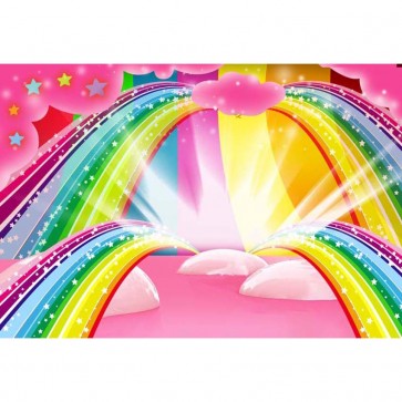Cartoon Photography Backdrops Rainbow Pink Background For Children