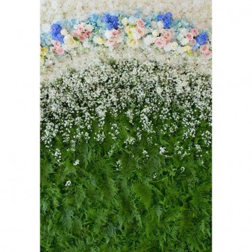 Flowers Photography Backdrops Blue White Flower Green Leaves Background For Wedding