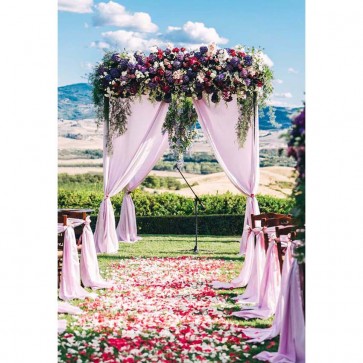 Wedding Photography Backdrops Flower Celebration Natural Outdoor Pink Curtain Background