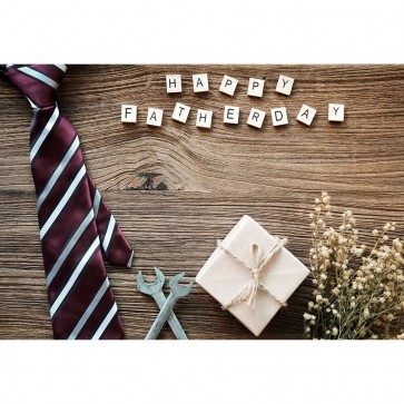 Father's Day Photography Backdrops White Gift Box Brown Tie Background
