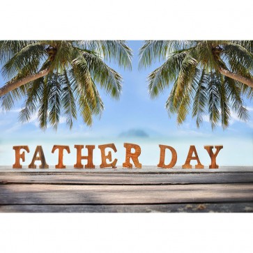 Father's Day Photography Backdrops Coconut Trees Wood Floor Background