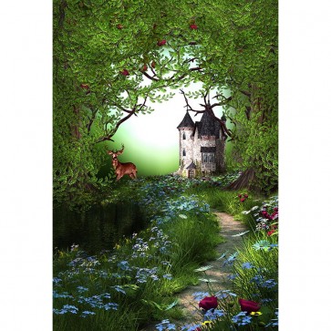 Cartoon Photography Backdrops Jungle Castle Deer Background For Children