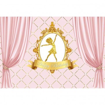 Birthday Photography Backdrops Pink Curtain Golden Lattice Smash Cake Background