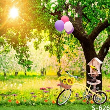 Nature Photography Backdrops Flower Grassland Tree Bike Background